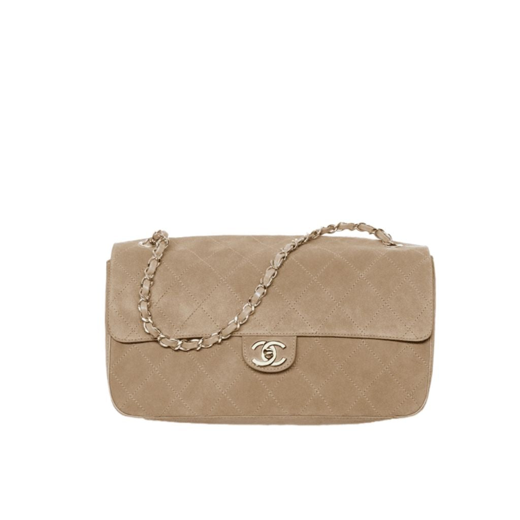 Maxi Flap Bag Suede Gold Metal Dark Beige 32cm AS6281 B24009 U9390 22 New Collection Bag Flap Bag