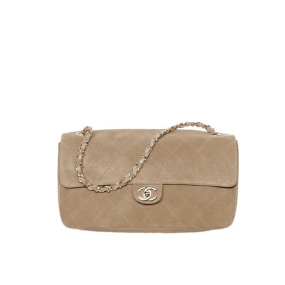 Maxi Flap Bag Suede Gold Metal Dark Beige 32cm AS6281 B24009 U9390 22 New Collection Bag Flap Bag