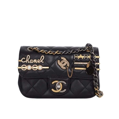 Clips Mini Smooth Leather Flap Bags Black 20cm 22 New Collection Bag Flap Bag