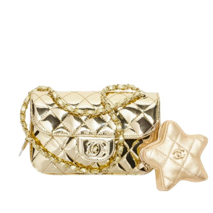 Star Mini Patent Leather Flap Bag With Coin Purse Yellow Gold 20Cm AS4646 B14873 NT671 22 New Collection Bag Flap Bag