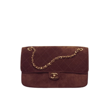 Maxi Flap Bag Suede Gold Metal Dark Brown 32cm AS6281 B24009 UA850 22 New Collection Bag Flap Bag