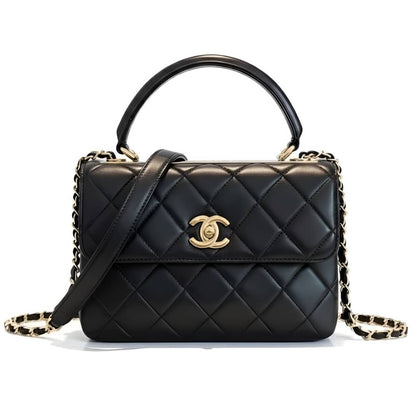 Trendy Medium Smooth Leather Top Handle Bags Black 25cm A92236 Y60767 94305 22 New Collection Bag Flap Bag