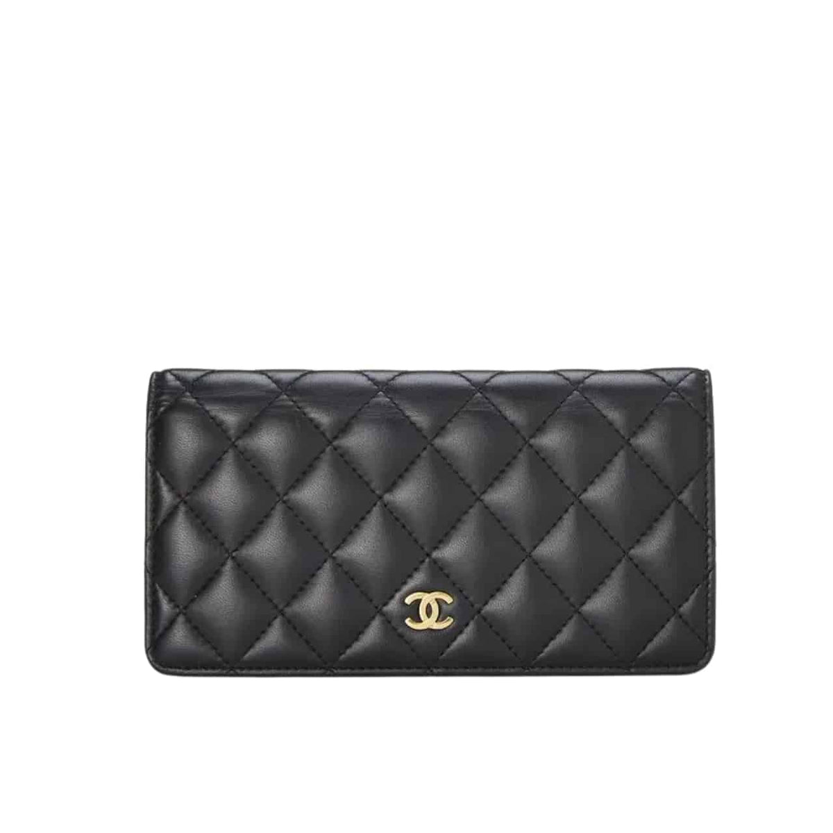 Classic Long Flap Wallet Smooth Leather Black 19cm Classic Bag