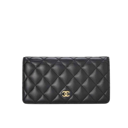 Classic Long Flap Wallet Smooth Leather Black 19cm Classic Bag