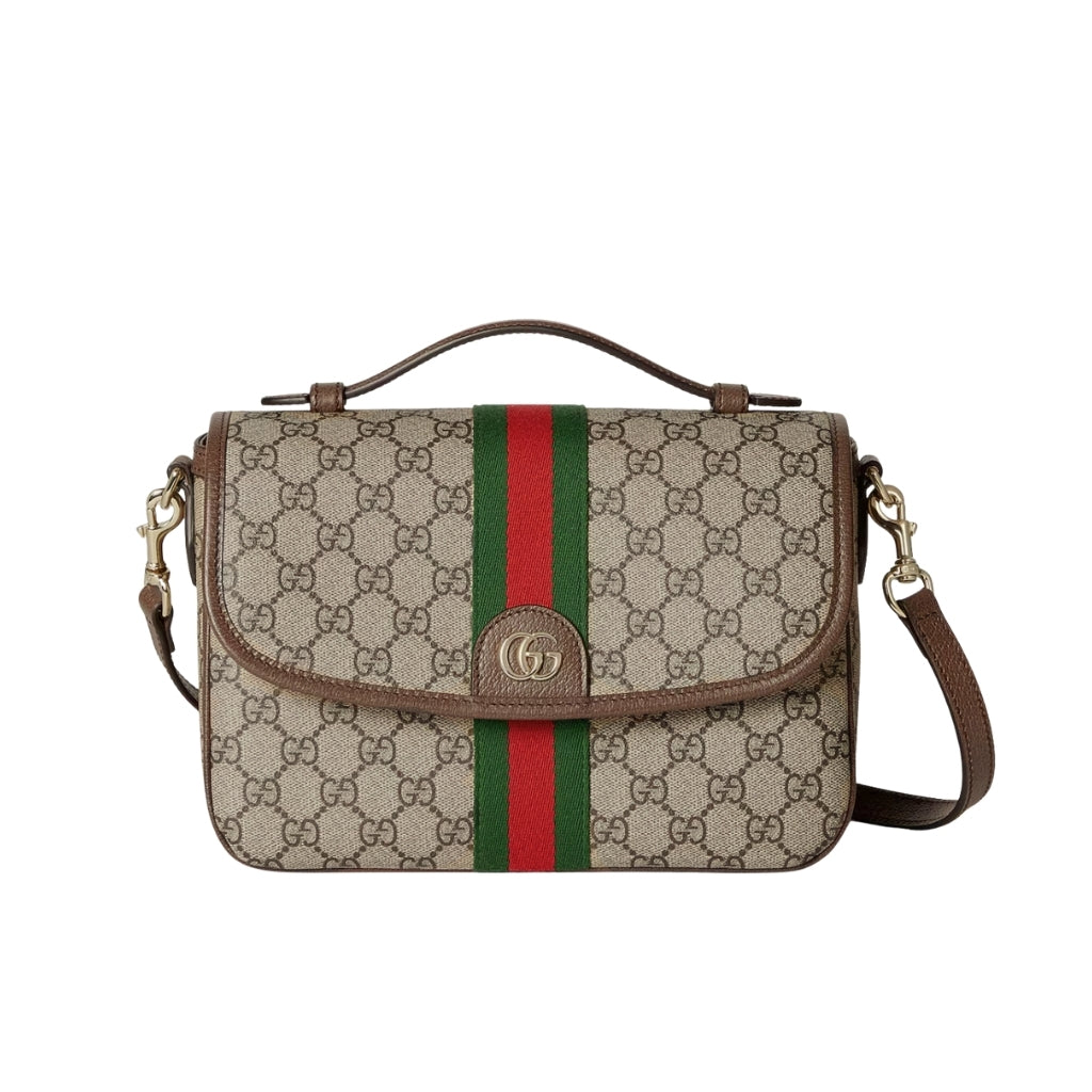 Ophidia Medium GG Monogram Top Handle Bag Beige And Brown 24Cm 836842 FAE0J 9867 OPHIDIA Bag