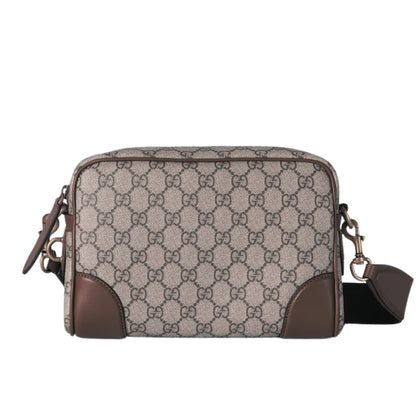 GG Emblem Small GG Monogram Canvas Crossbody Bag Grey And Dark Brown 23Cm Emblem Bag
