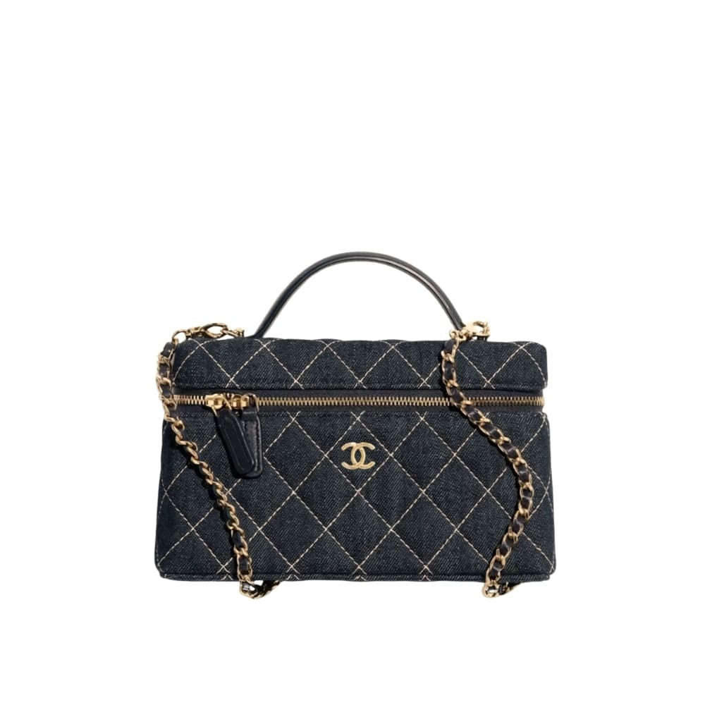 Classic Small Denim Vanity Case Dark Blue 19cm AP4385 B23492 U7663 Classic Bag