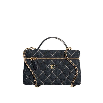 Classic Small Denim Vanity Case Dark Blue 19cm AP4385 B23492 U7663 Classic Bag
