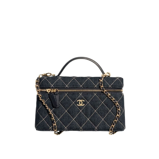 Classic Small Denim Vanity Case Dark Blue 19cm AP4385 B23492 U7663 Classic Bag