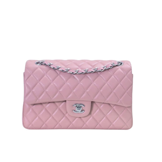 Classic Medium Smooth Leather Double Flap Bag Light Pink 25Cm 22 New Collection Bag Flap Bag