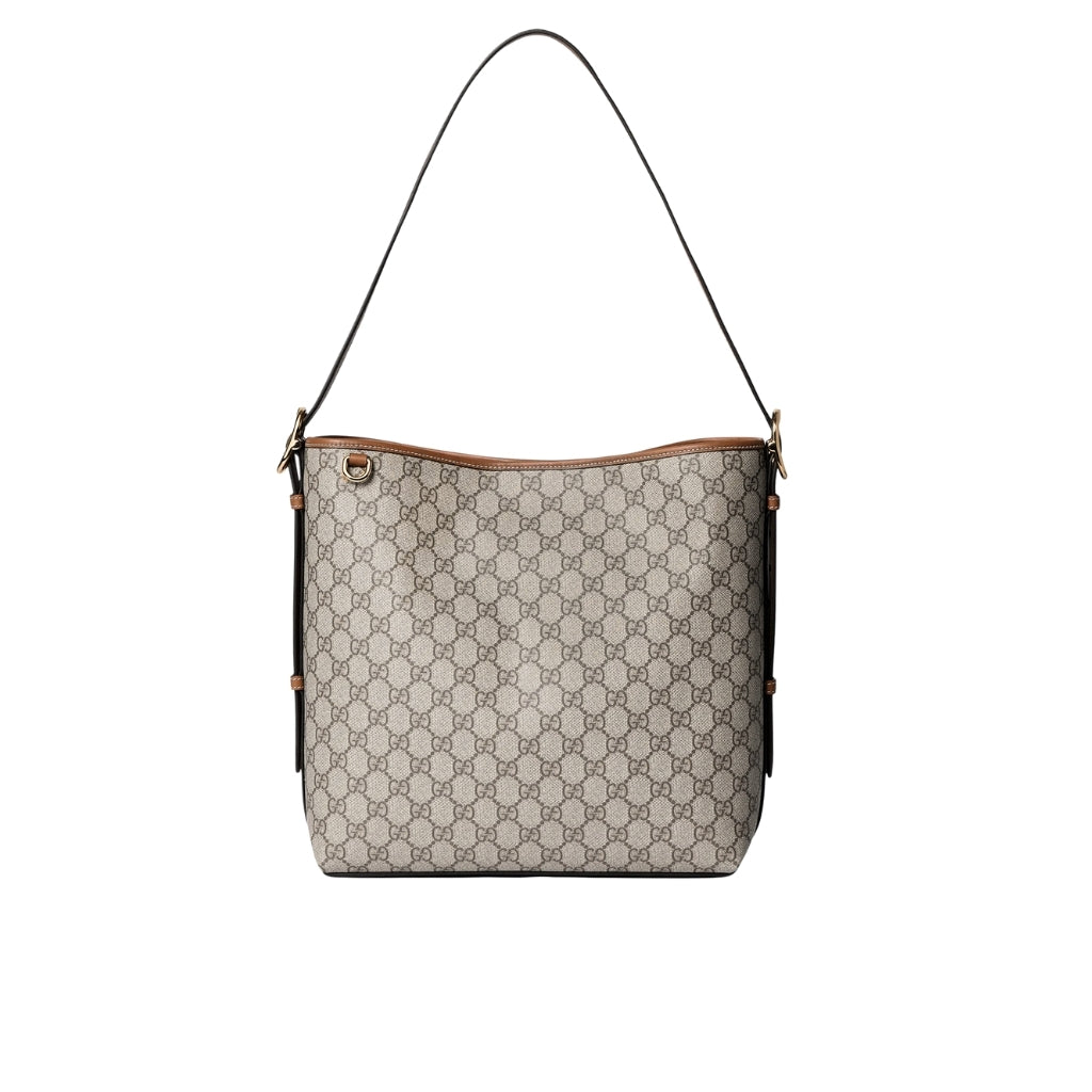 GG Emblem Medium GG Monogram Canvas Bucket Bag Beige And Dark Brown 31Cm 815103 FAD6L 9758 Emblem Bag