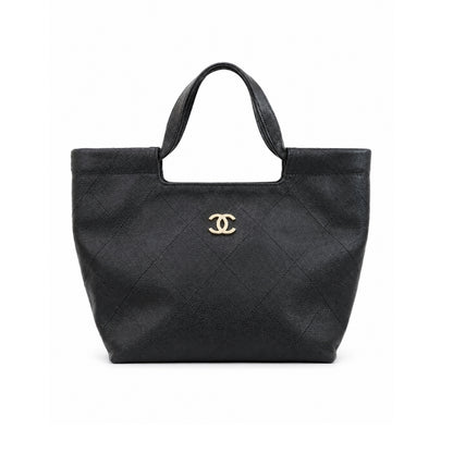 Small Shopping Bag Grained Leather Black 26cm 22 New Collection Bag Shopping Bag