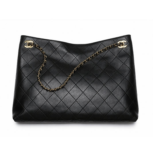 Large Tote Quilted Smooth Leather Black 40cm 22 New Collection Bag Shopping Bag