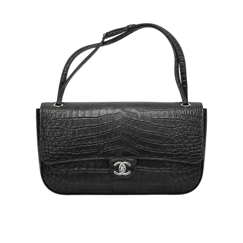 Maxi Flap Bag Exotic Leather Black 32cm 22 New Collection Bag Flap Bag