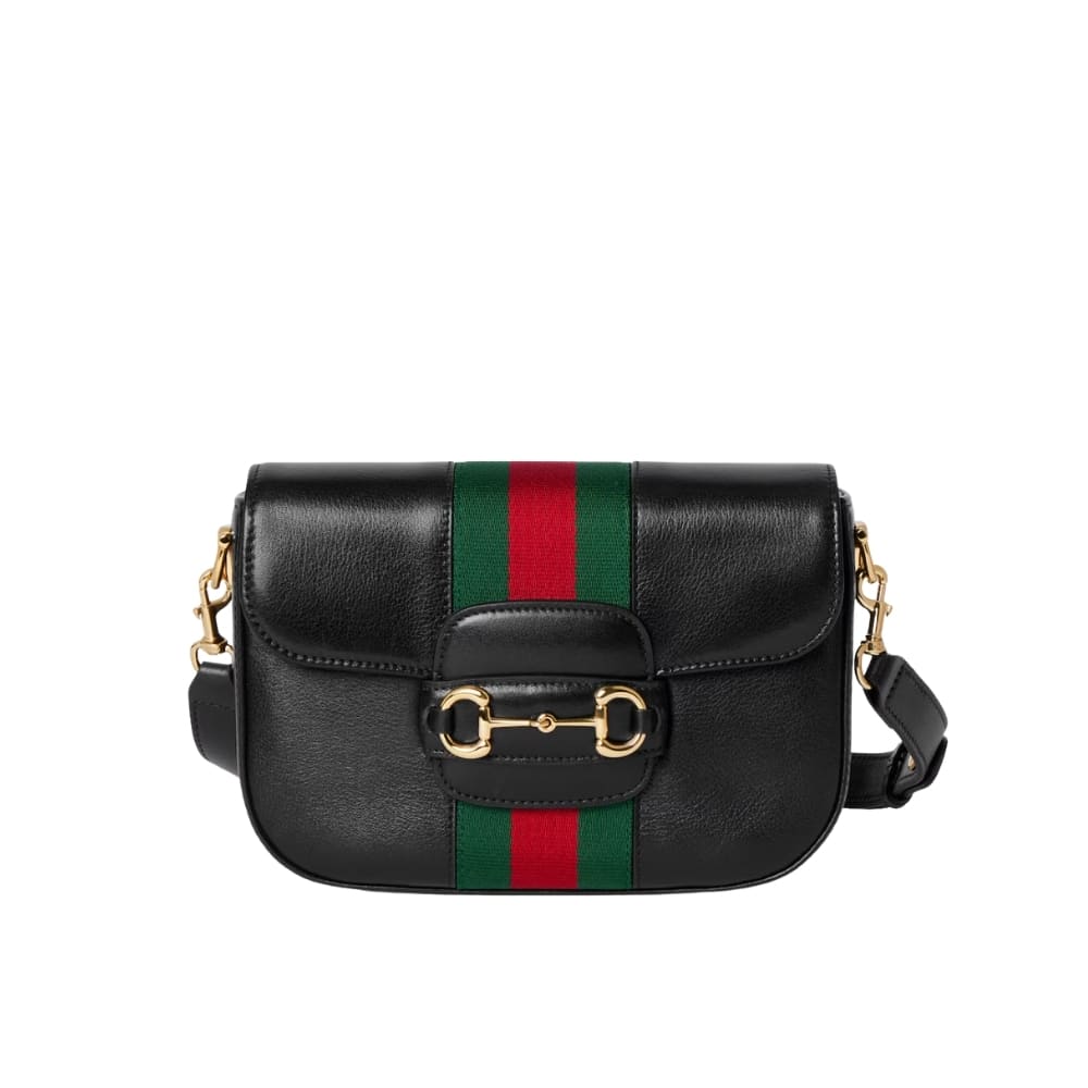 Horsebit 1955 Small Leather Shoulder Bag Black 21cm 866762 AAGIQ 1053 Horsebit 1955 Bag