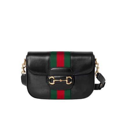 Horsebit 1955 Small Leather Shoulder Bag Black 21cm 866762 AAGIQ 1053 Horsebit 1955 Bag