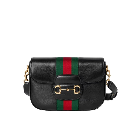 Horsebit 1955 Small Leather Shoulder Bag Black 21cm 866762 AAGIQ 1053 Horsebit 1955 Bag