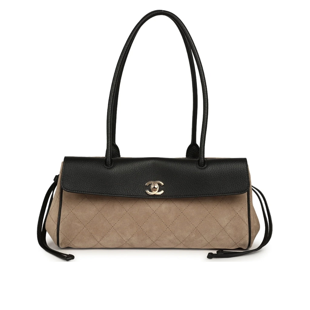 Small Shopping Bag Suede Leather Beige And Black 30cm 22 New Collection Bag Shopping Bag