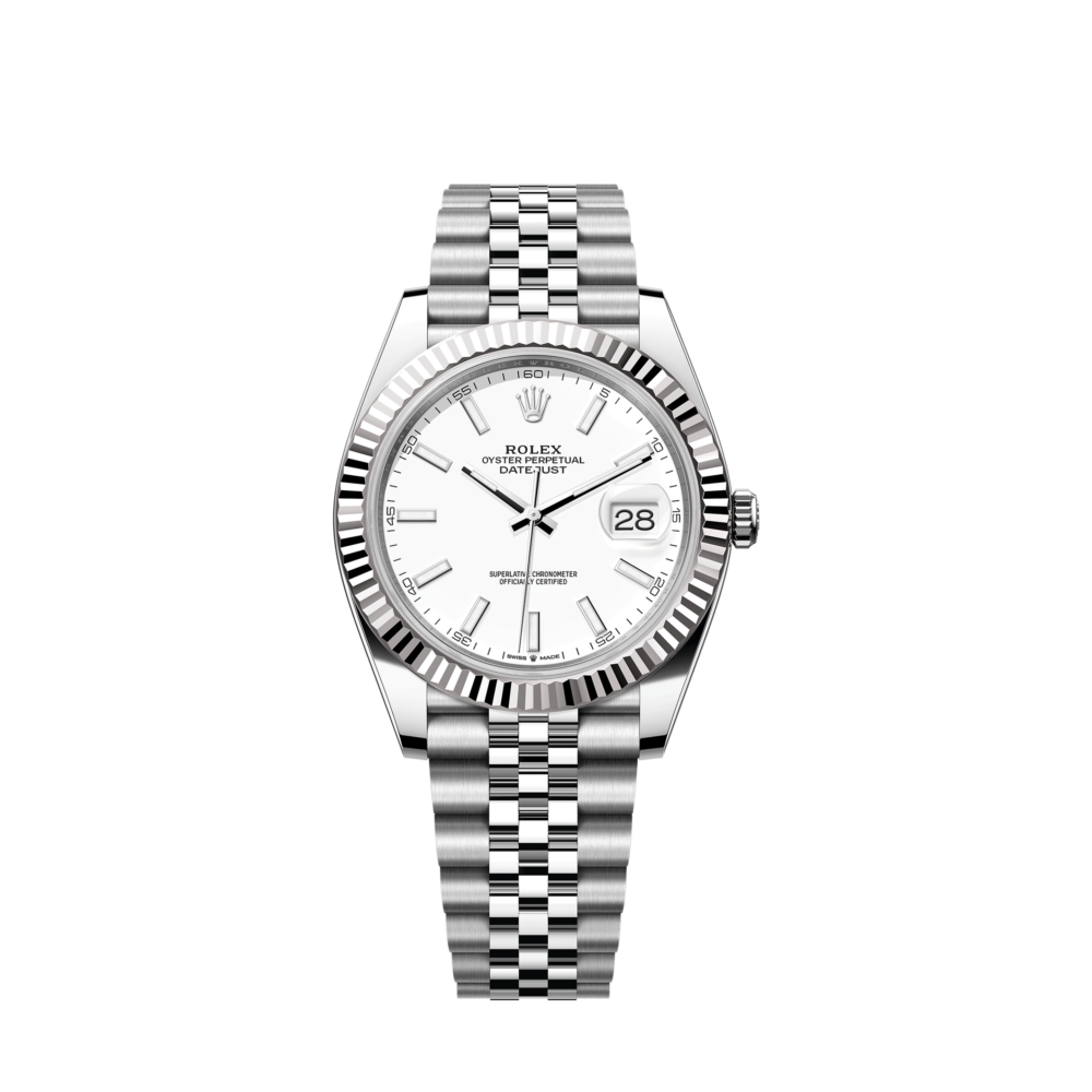 wrist watch Datejust 41 Oystersteel and 18K White Gold 41 mm White Dial,  Ref# 126334-0010 watch