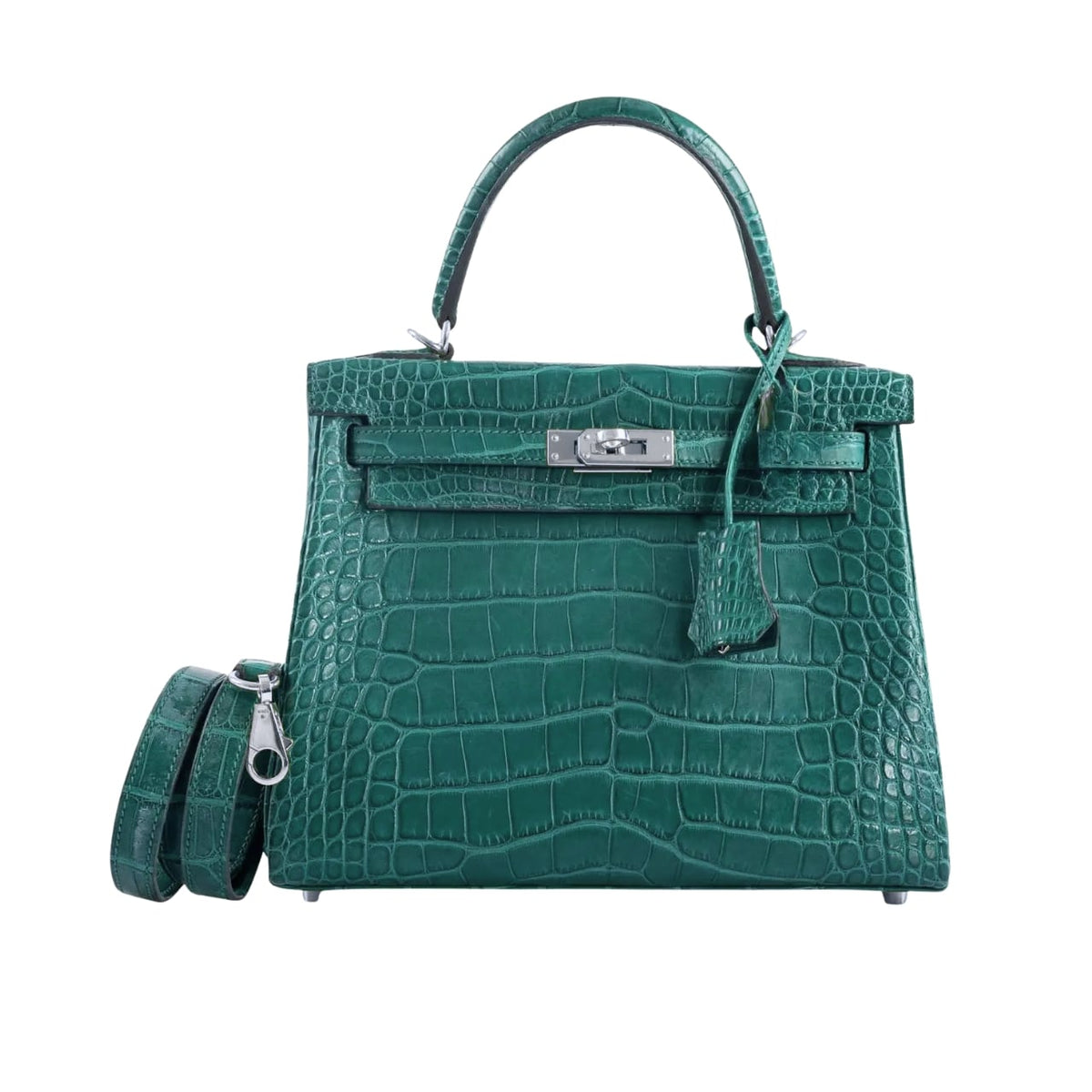 Kelly 25 Shiny Alligator Handbag Vert Emerald 25Cm Kelly Bag