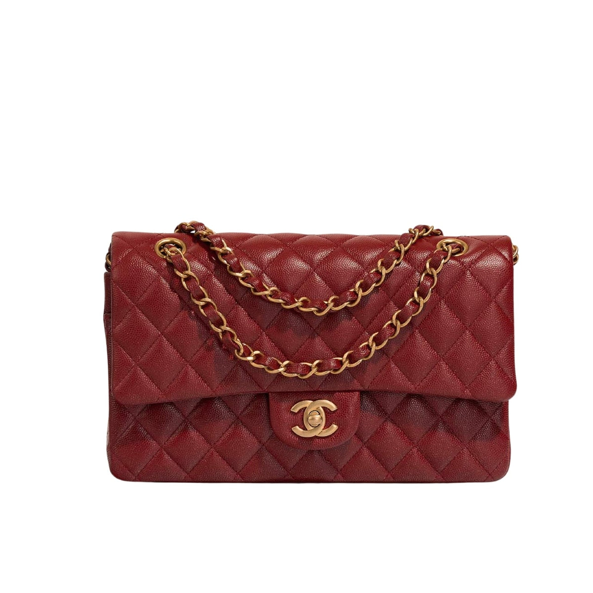 Classic Medium Grained Leather Flap Bag Burgundy 25cm 22 New Collection Bag Flap Bag