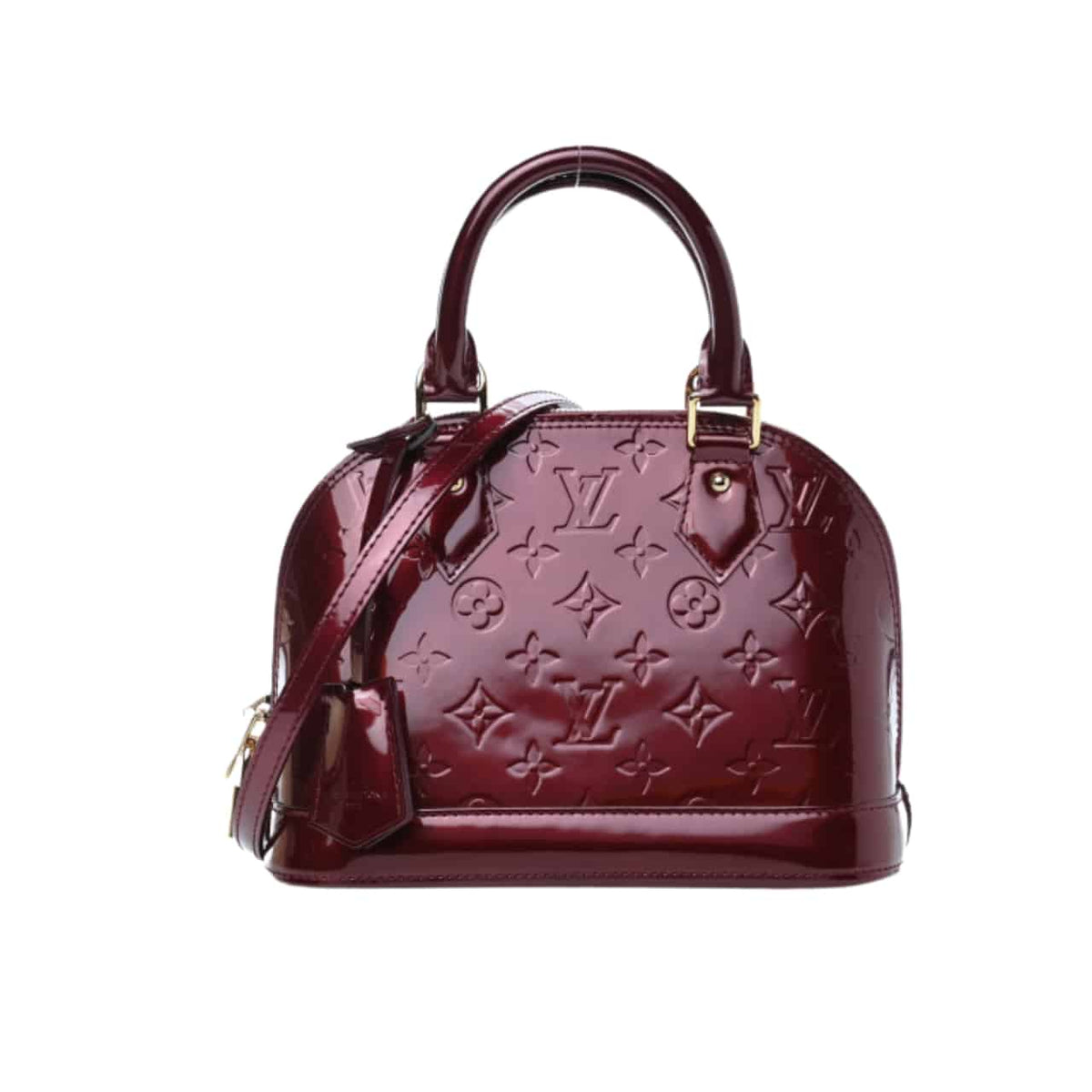 Alma BB Monogram Vernis Leather Top Handle Bag Dark Red 23Cm ALMA Bag