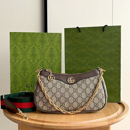 Ophidia Small GG Supreme Canvas Shoulder Bag Beige And Dark Brown 25Cm 735132 FABLE 9442 OPHIDIA Bag