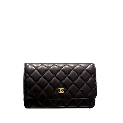 Classic Mini Smooth Leather Wallet On Chain Black 20cm Classic Bag
