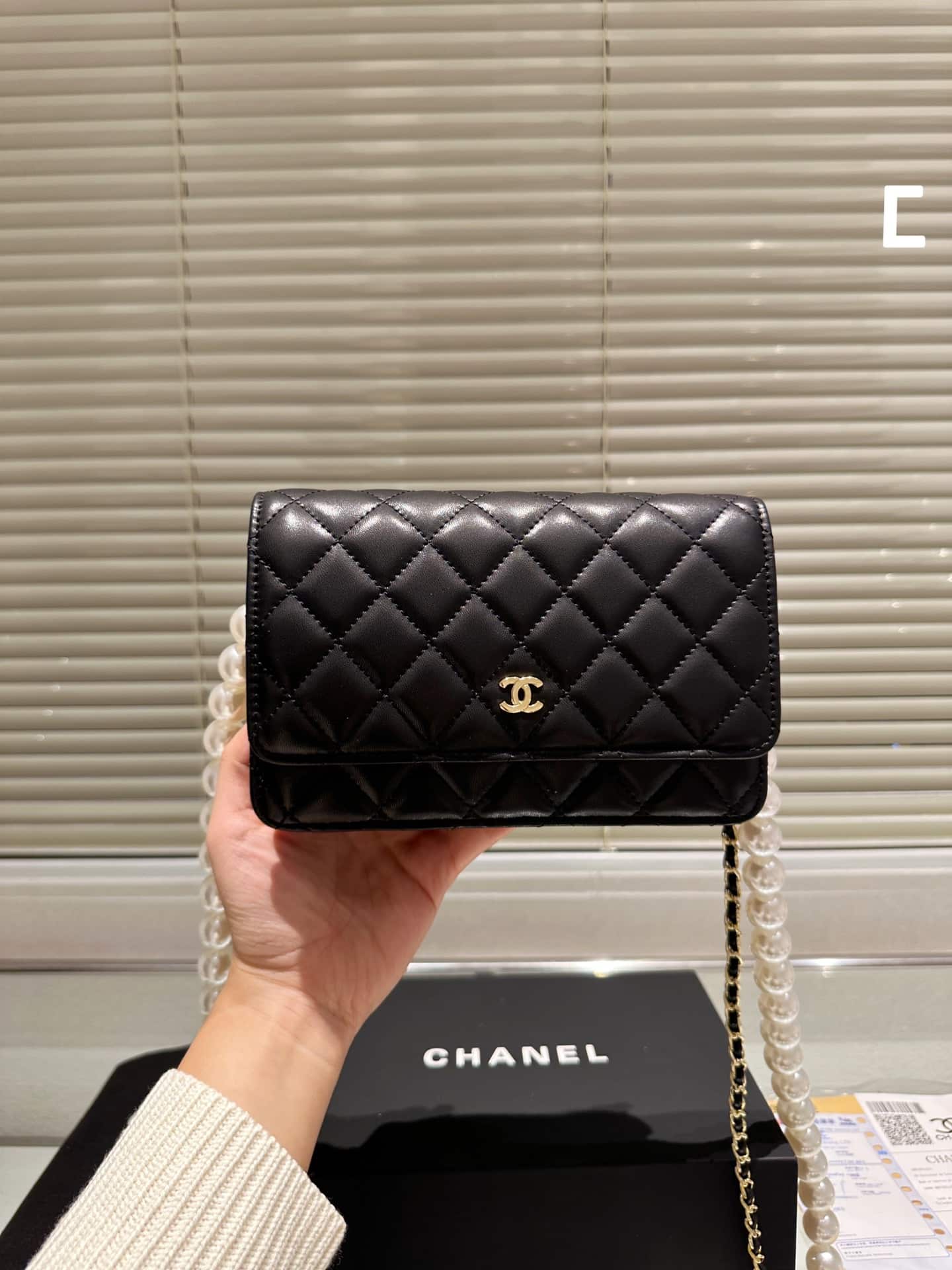 Classic Mini Smooth Leather Wallet On Chain Black 20cm Classic Bag