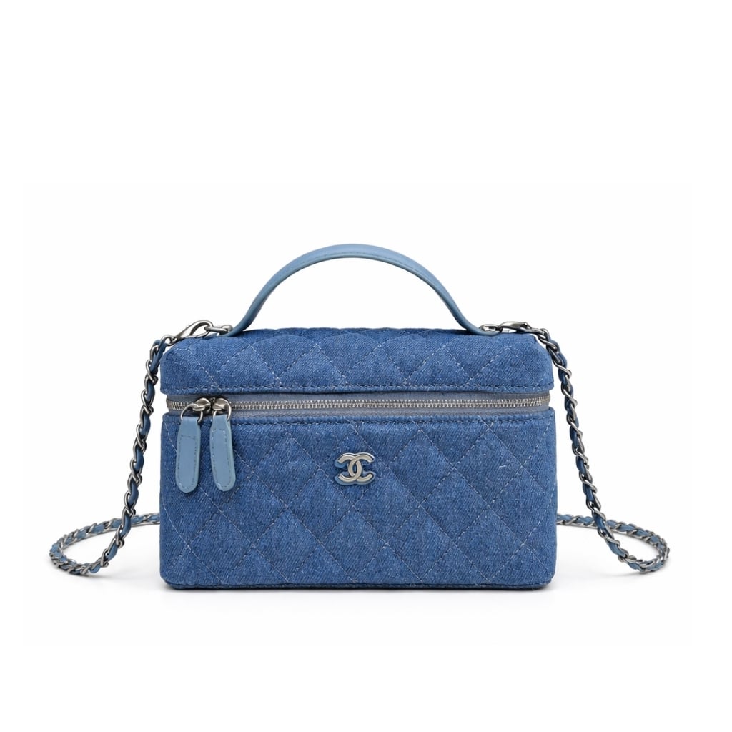 Classic Small Denim Vanity Case Blue 19cm Classic Bag