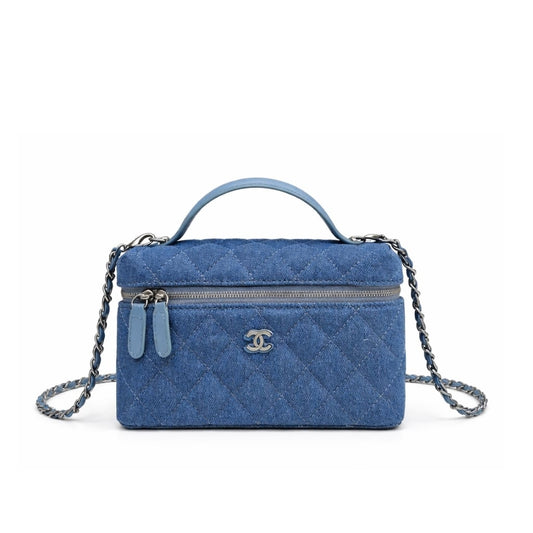 Classic Small Denim Vanity Case Blue 19cm Classic Bag