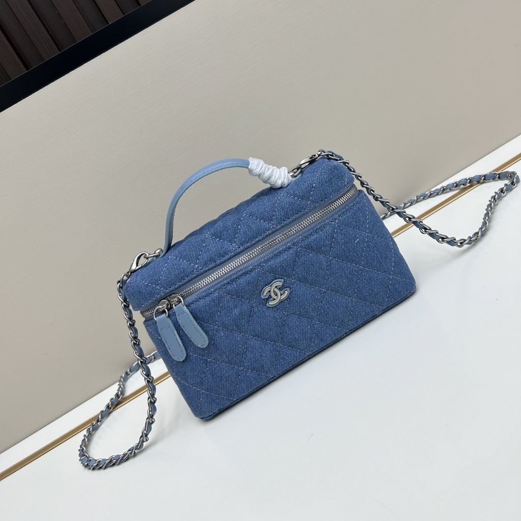 Classic Small Denim Vanity Case Blue 19cm Classic Bag