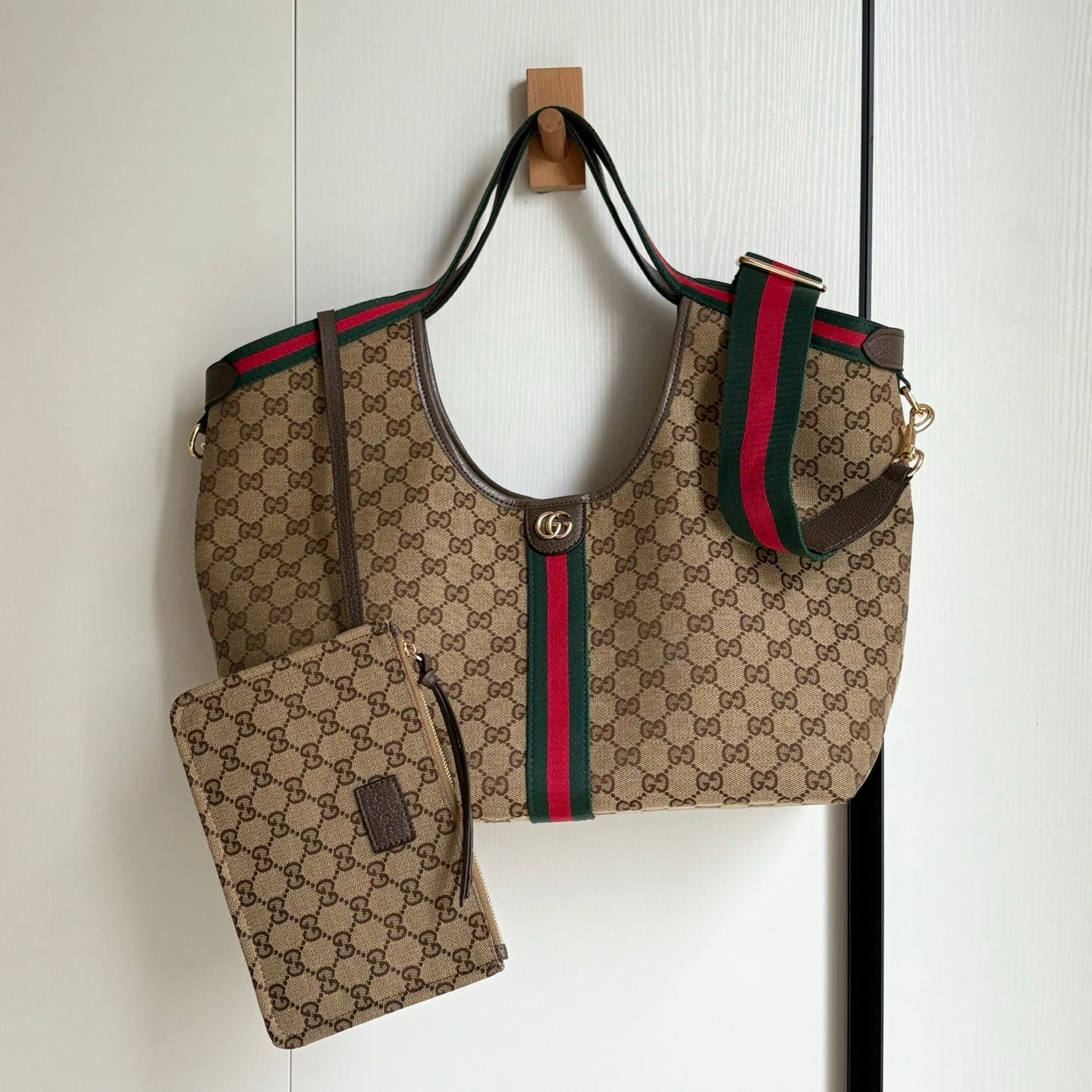 Giglio Large GG Monogram Canvas Tote Bag Beige And Dark Brown 60Cm 853971 FAFFP 2547 Giglio Bag