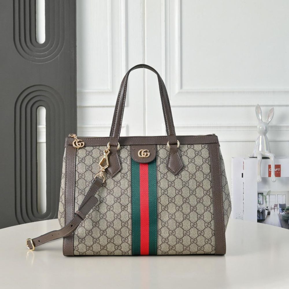Ophidia Medium GG Supreme Canvas Tote Bag Beige Ebony 33Cm 524537 K05NB 8745 OPHIDIA Bag