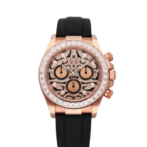 wrist watch Cosmograph Daytona Everose Gold Baguette Diamond Bezel with Pavé Diamond Dial watch