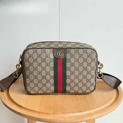 Ophidia Medium GG Monogram Canvas Crossbody Bag Beige And Brown 28Cm 834468 FAEOF 9745 OPHIDIA Bag