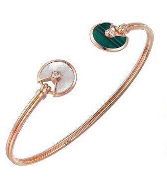 18K Celestial Malachite Pearl & Diamond Open Bracelet