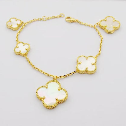 18K Celestial Magic Alhambra Five Pearls Motifs Clover Bracelet