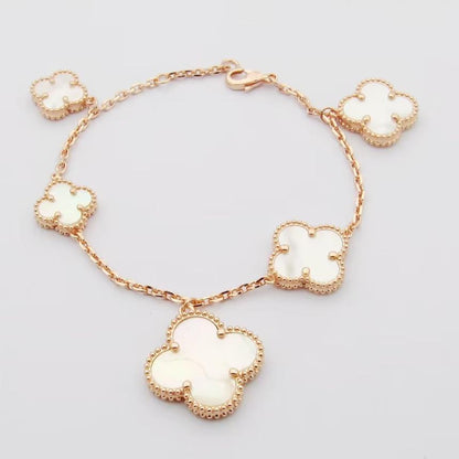 18K Celestial Magic Alhambra Five Pearls Motifs Clover Bracelet