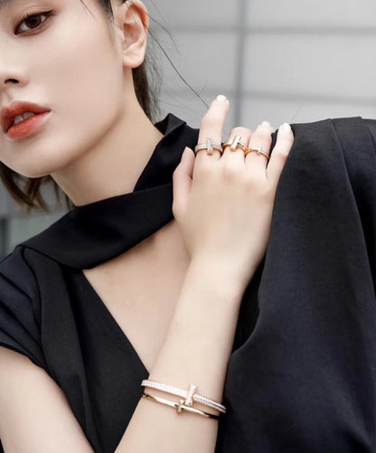 18K Celestial T1 Wide Diamond Hinged Bangle Bracelet