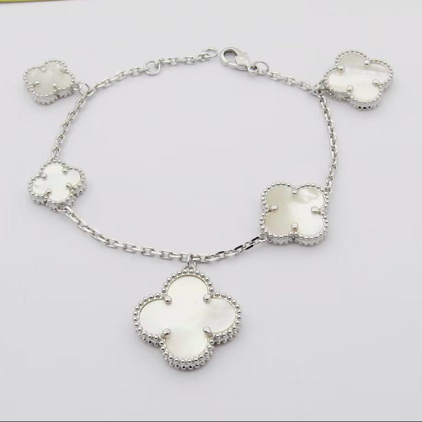 18K Celestial Magic Alhambra Five Pearls Motifs Clover Bracelet