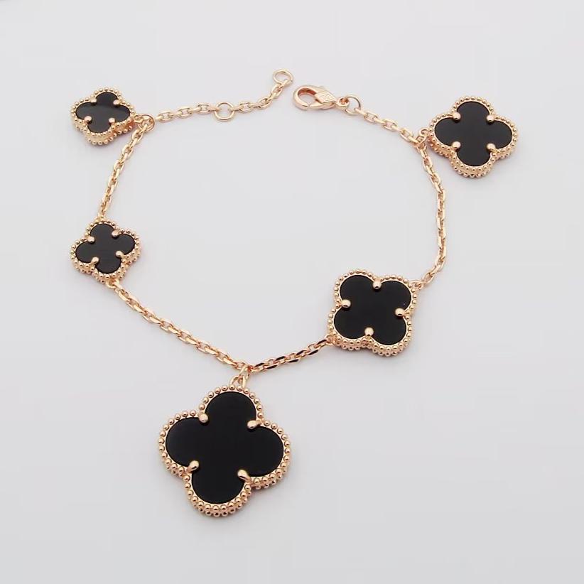 18K Celestial Magic Alhambra Five Black Motifs Bracelet