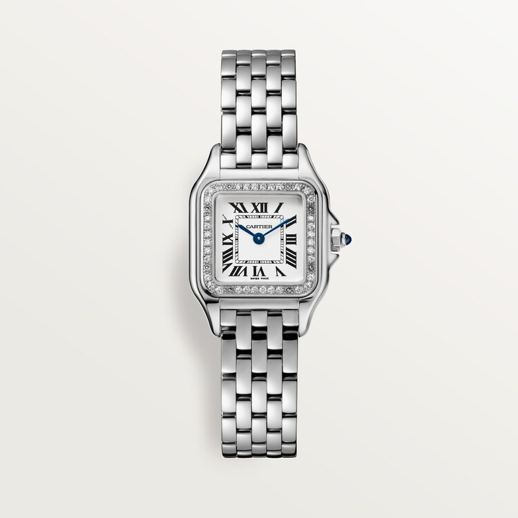Unworn wrist watch Panthère de wrist watch Small, Stainless Steel, Diamonds, 23mm x 30mm, Ref# W4PN0016, box and papers watch