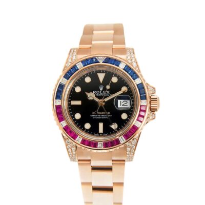 wrist watch Submariner Golden Blue / Red Diamond Black Dial 40mm watch