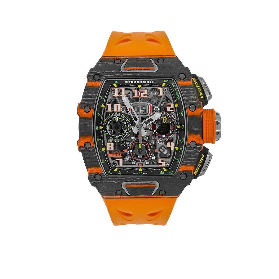Carbon Composite Skeleton Watch with Orange Strap – 50 mm product image