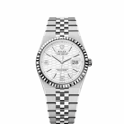 Unworn 2025, wrist watch Land-Dweller 36, Oystersteel and 18k White Gold, Intense white dial, Fluted Flat Jubilee, Ref# 127234-0001, box and papers watch