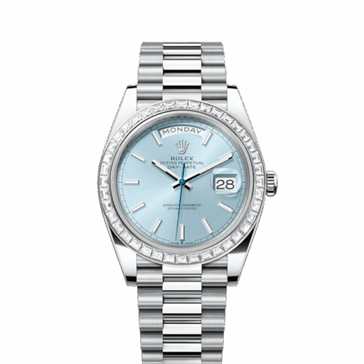 wrist watch Day-Date 40, Platinum with Diamond-set, 40mm, Ref# 228396tbr-0039 watch