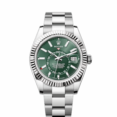 wrist watch Sky-Dweller, 42mm, Oystersteel and 18k White Gold, Green, Oyster, Ref# 336934-0001 watch
