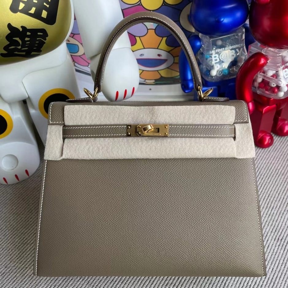 Kelly Epsom Gold-tone Hardware Handbag Etoupe CK18 28cm Kelly Bag
