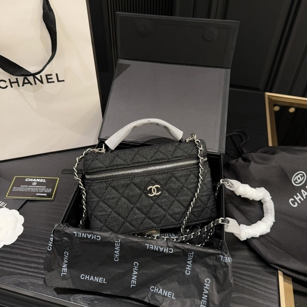Classic Small Denim Vanity Case Black 19cm Classic Bag